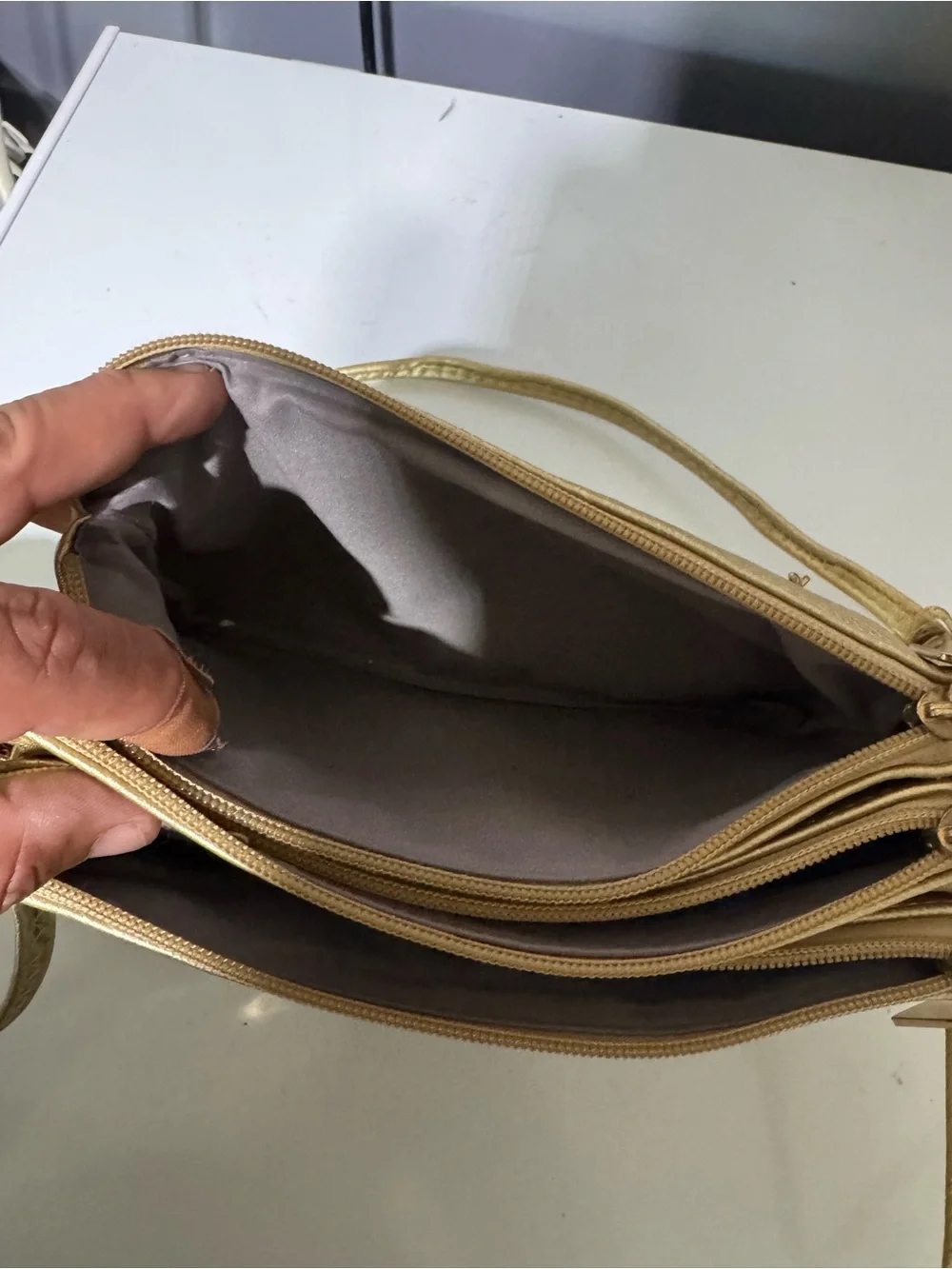 Michael Kors Metallic Gold Leather Crossbody Wristlet